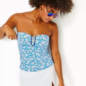 Lily Pulitzer Tankini Top Lunar Blue Palm Beach Petals